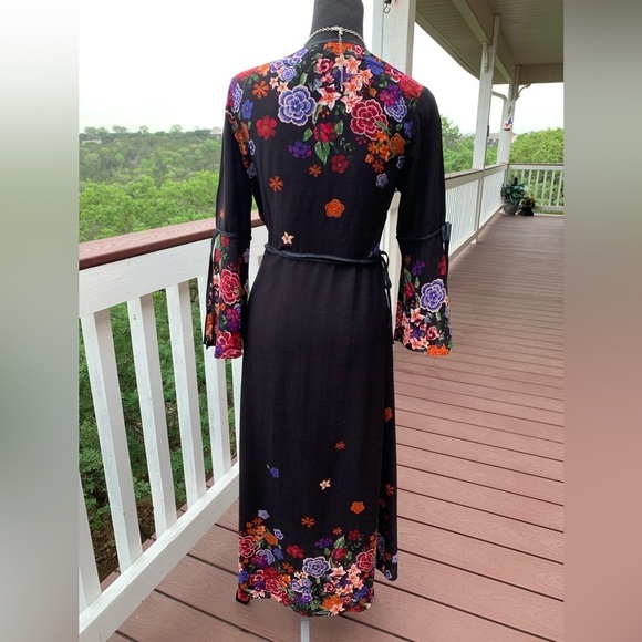 Dance & Marvel Black Floral Wrap‎ Dress - Picture 4 of 12